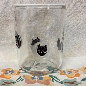 Anthropologie Clear Glass Tumbler with Black Cat Icon Glass  - Home Accents